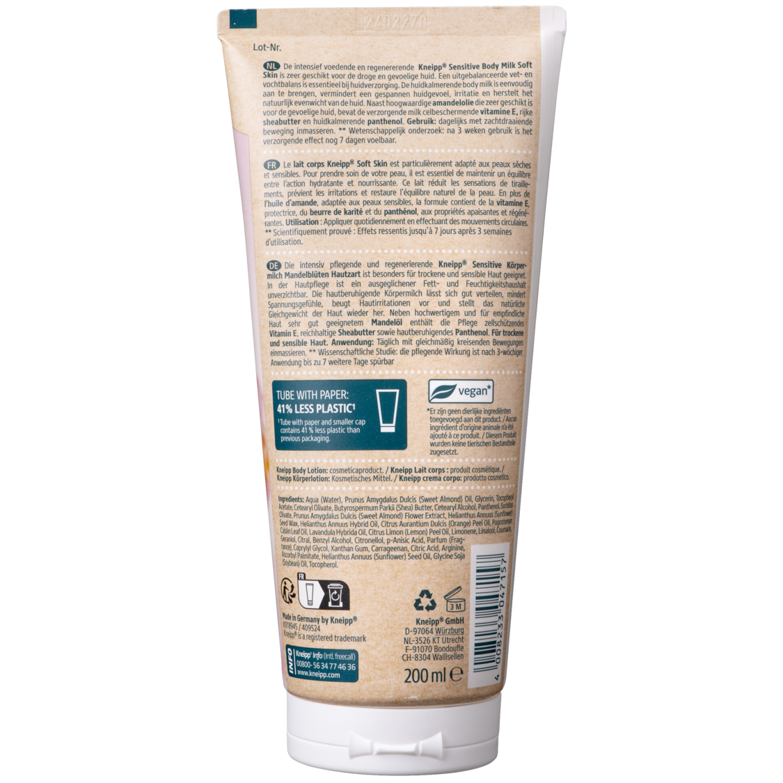 K&ouml;rpermilch Sensitive Mandelbl&uuml;te Hautzart  - R&uuml;ckansicht