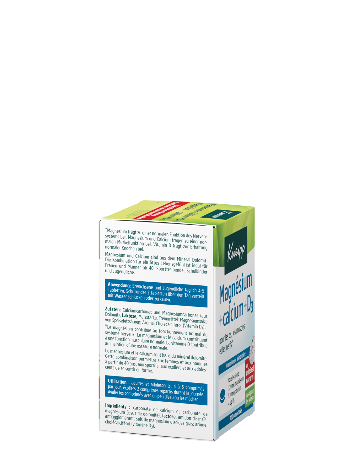 Magnesium + Calcium + Vitamin D3 - Linke Ansicht