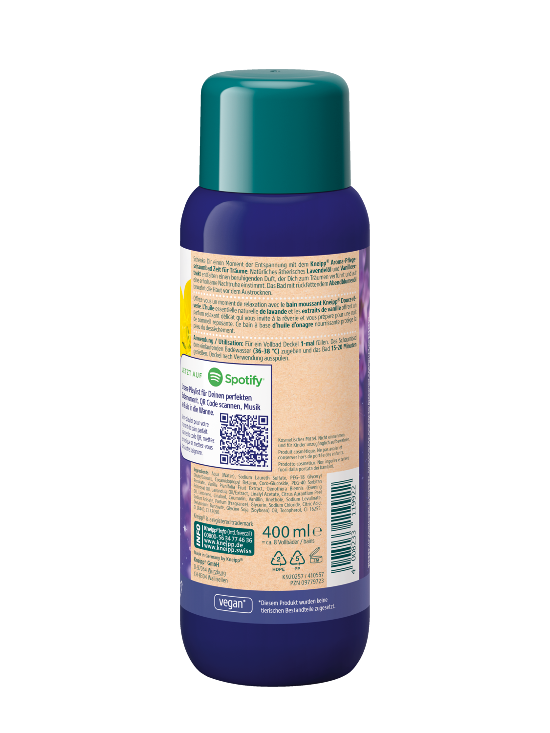 Kneipp Aroma-Pflegeschaumbad Zeit Fuer Traeume 400ml - R&uuml;ckansicht