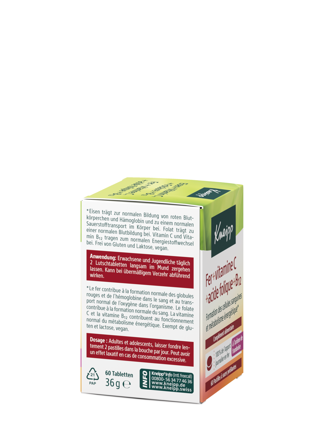 Eisen + Vitamin C + Fols&auml;ure + B12 - Linke Ansicht