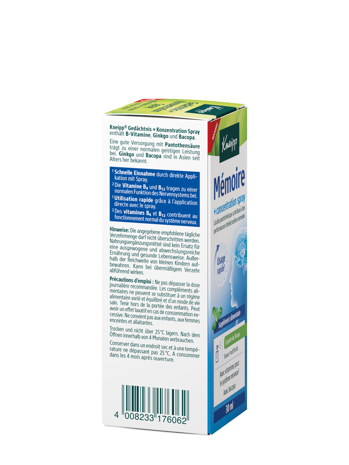 Kneipp Ged&auml;chtnis & Konzentration-Spray 30ml - Linke Ansicht