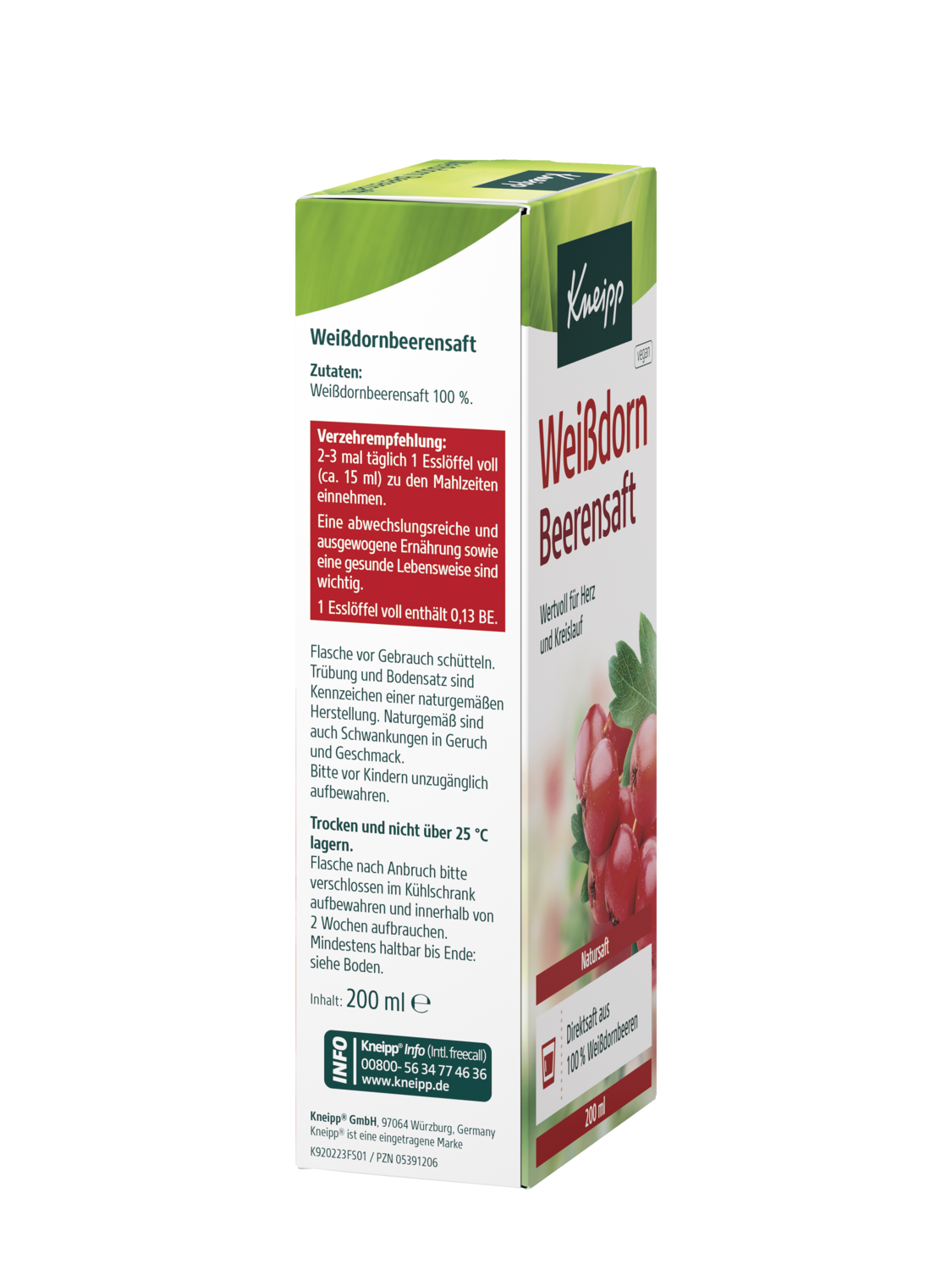 Kneipp Wei&szlig;dorn Beerensaft 200ml D - Linke Ansicht