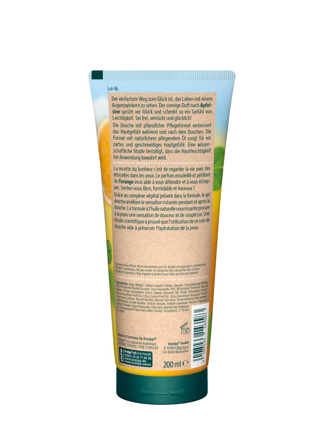 Kneipp Dusche Sei frei, verr&uuml;ckt & gl&uuml;cklich 200ml - R&uuml;ckansicht