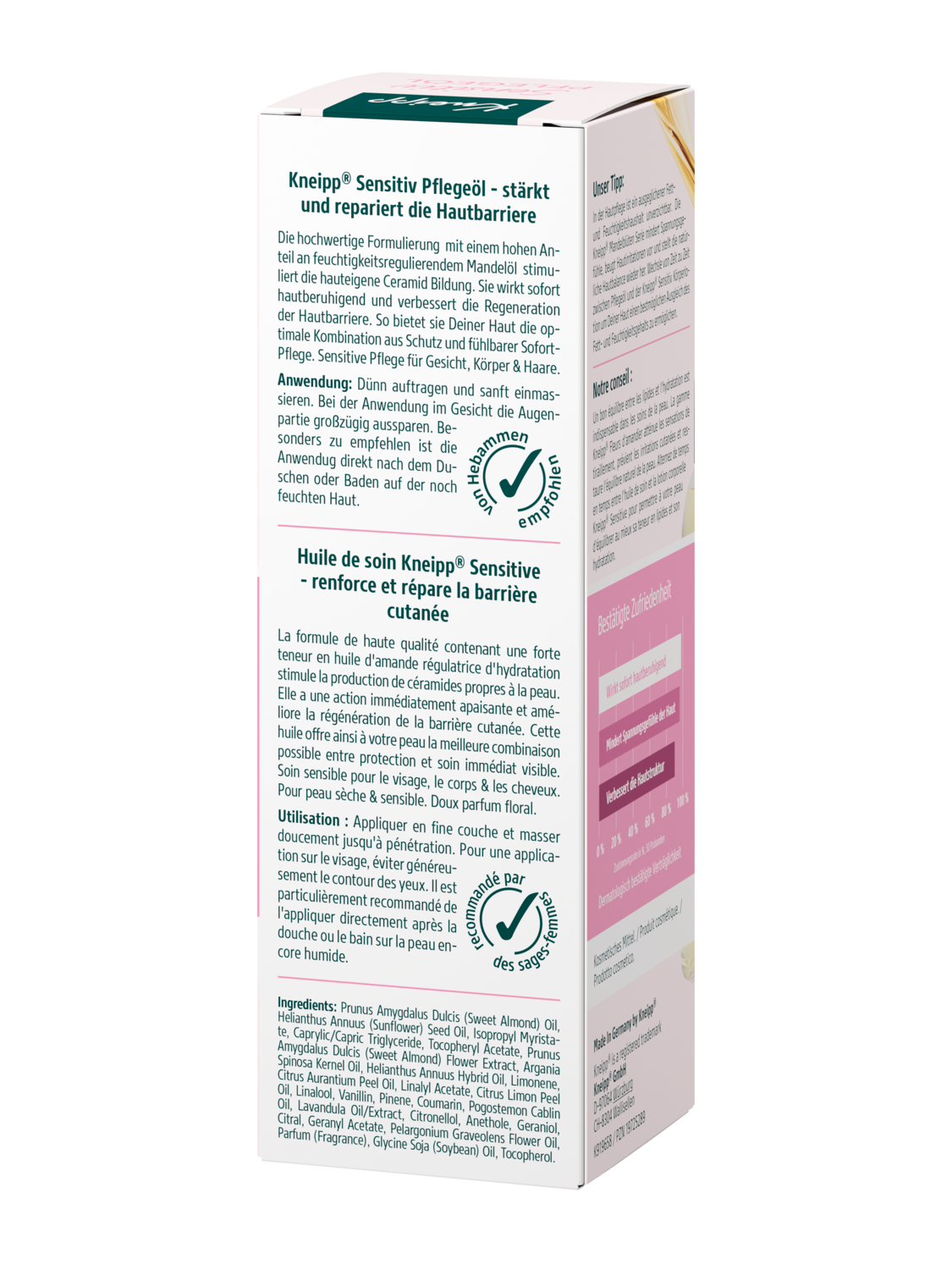 Kneipp Pflege&ouml;l Sensitiv 100ml - R&uuml;ckansicht