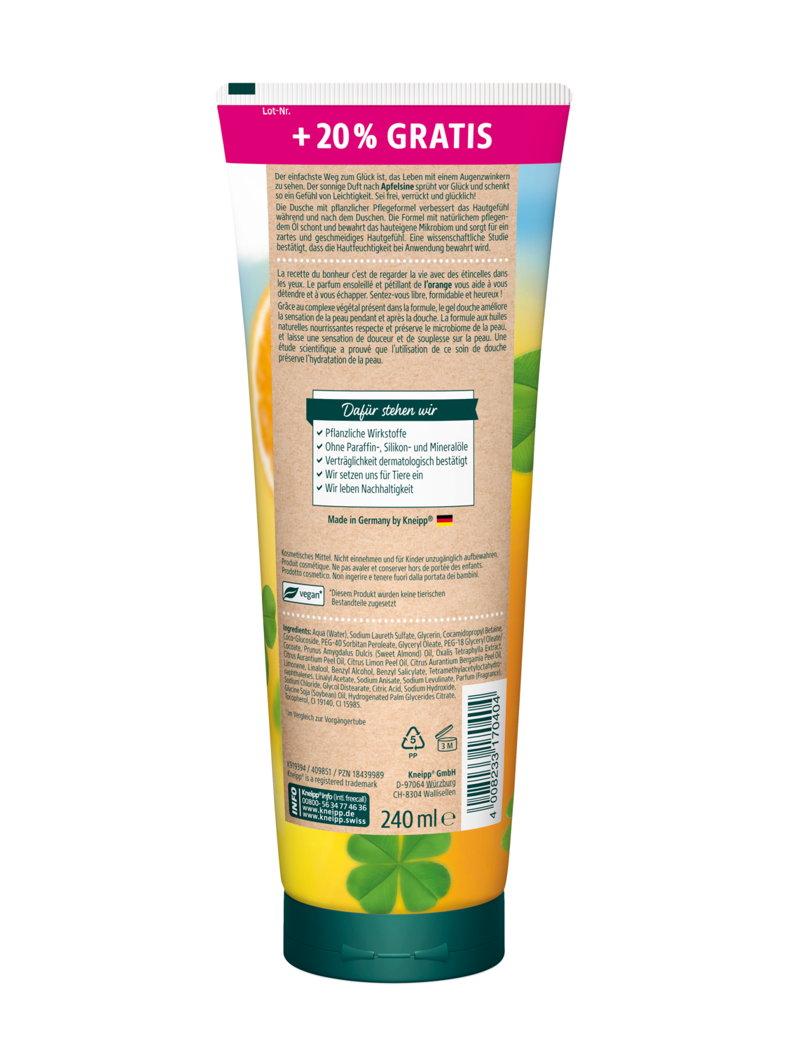 Aroma-Pflegedusche Sei frei, verr&uuml;ckt und gl&uuml;cklich - R&uuml;ckansicht