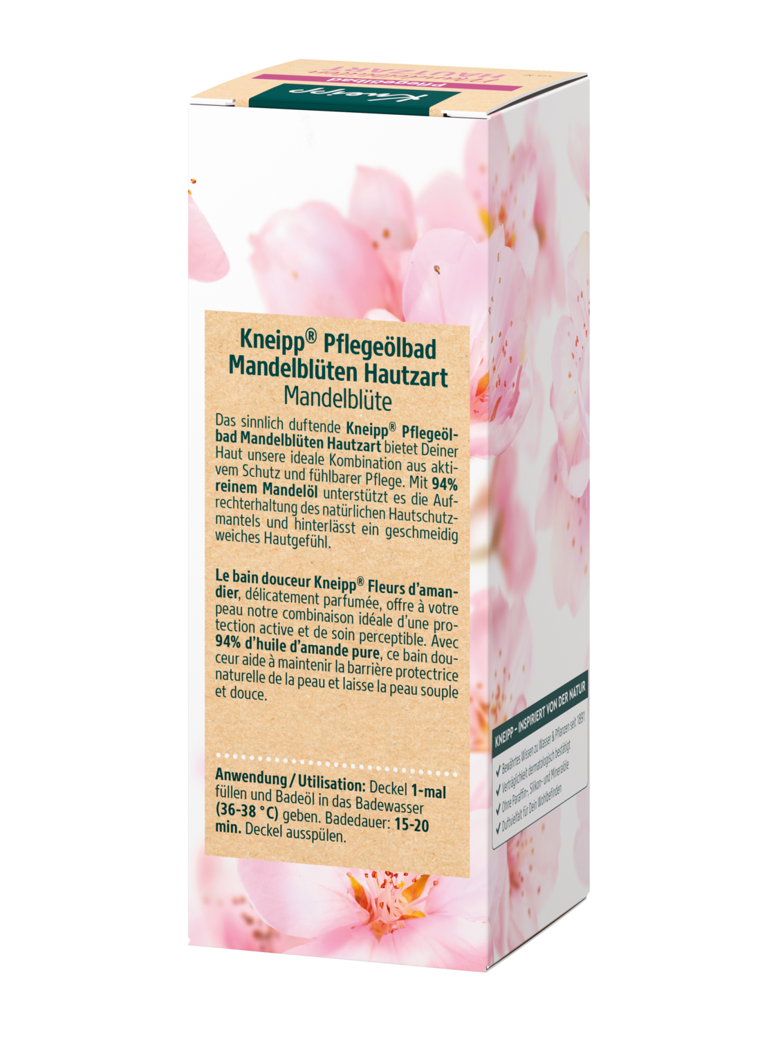 Kneipp Pflegeoelbad Mandelblueten Hautzart 100ml - R&uuml;ckansicht
