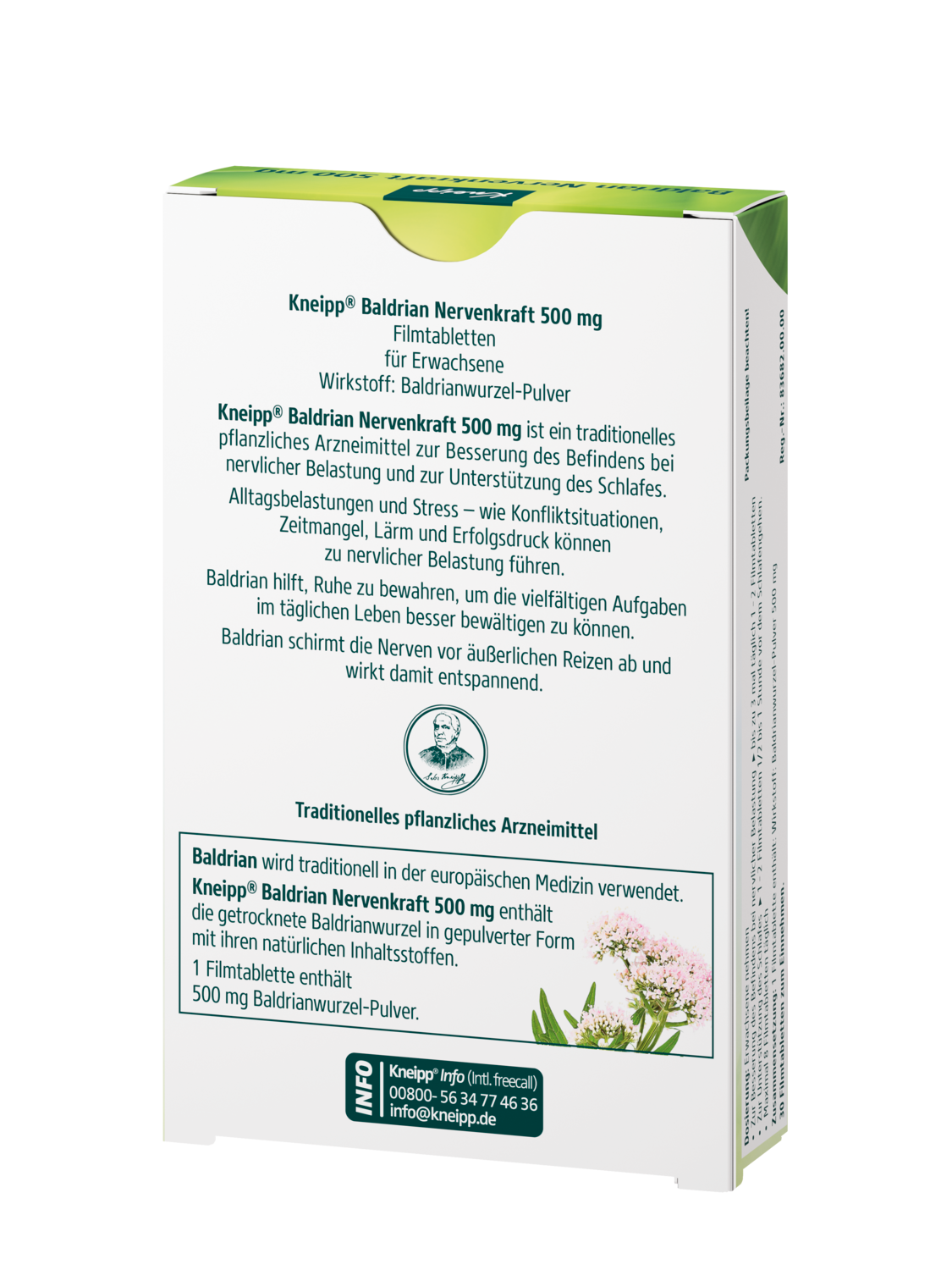 Kneipp Baldrian Nervenkraft 500 mg - R&uuml;ckansicht