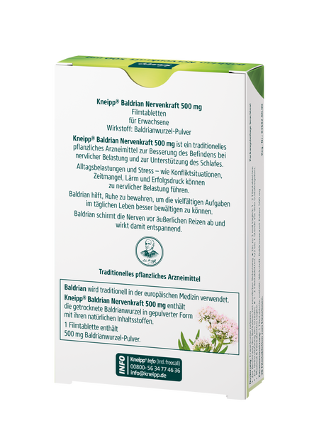 Kneipp Baldrian Nervenkraft 500 mg - Rückansicht