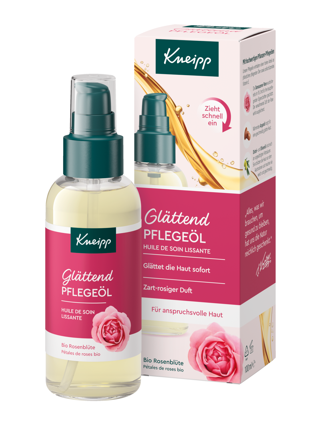Kneipp Pflege&ouml;l Gl&auml;ttend 100ml  - Vorderansicht