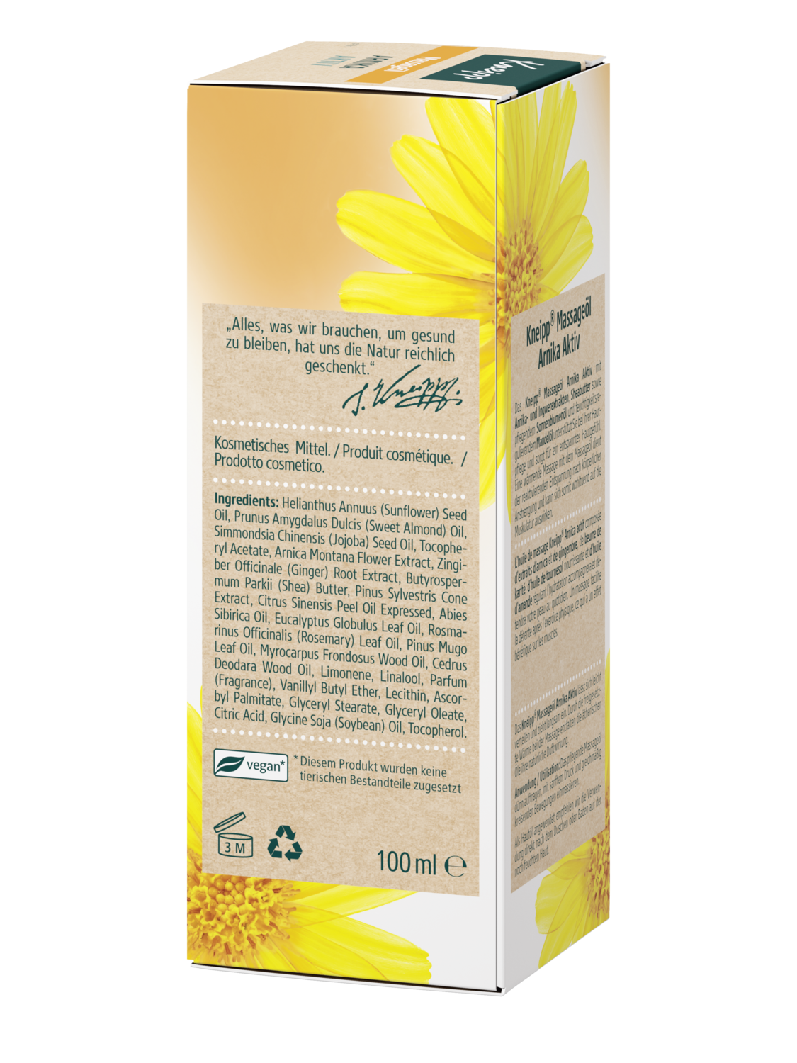 Massage&ouml;l Arnika Aktiv - Linke Ansicht