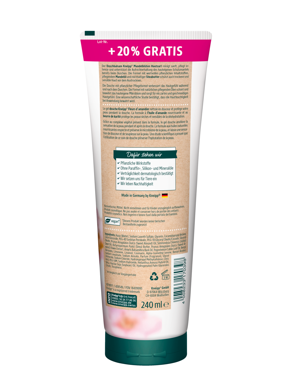 Kneipp Duschbalsam Mandelbl&uuml;te 240ml Overfill 2024 - R&uuml;ckansicht