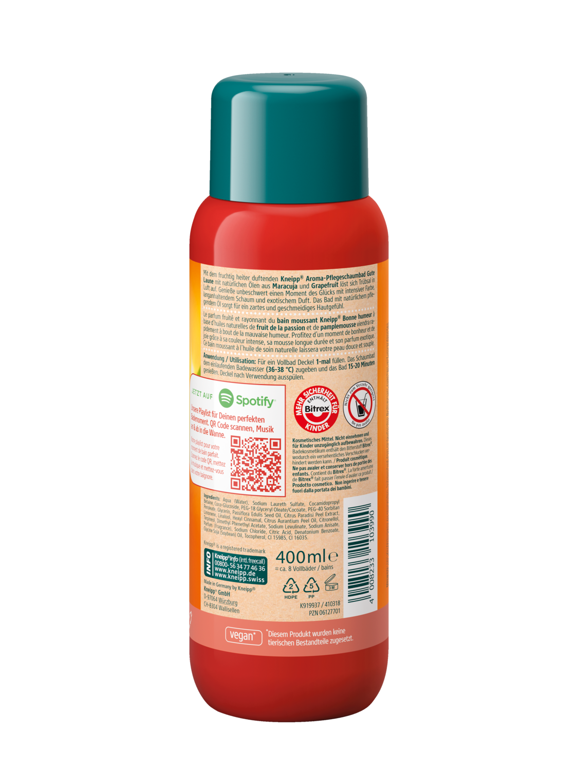 Kneipp Aroma-Pflegeschaumbad Gute Laune 400ml - R&uuml;ckansicht