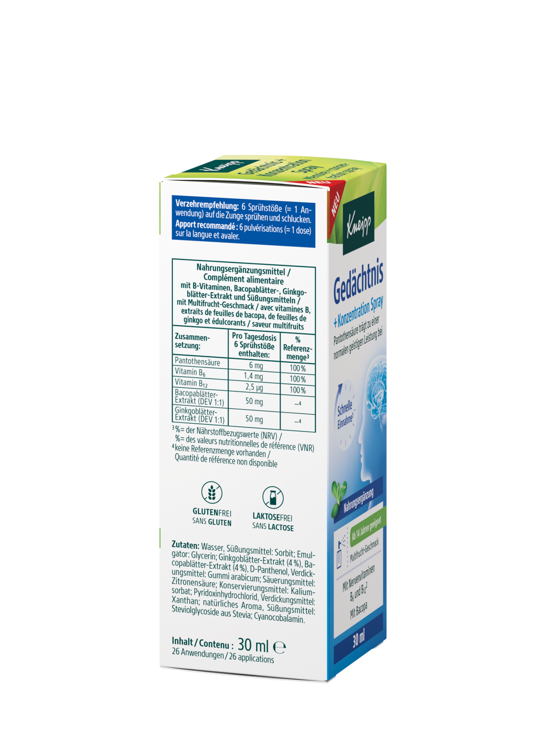 Kneipp Ged&auml;chtnis & Konzentration-Spray 30ml - Rechte Ansicht