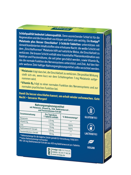 Melatonin plus - besser einschlafen - Rückansicht