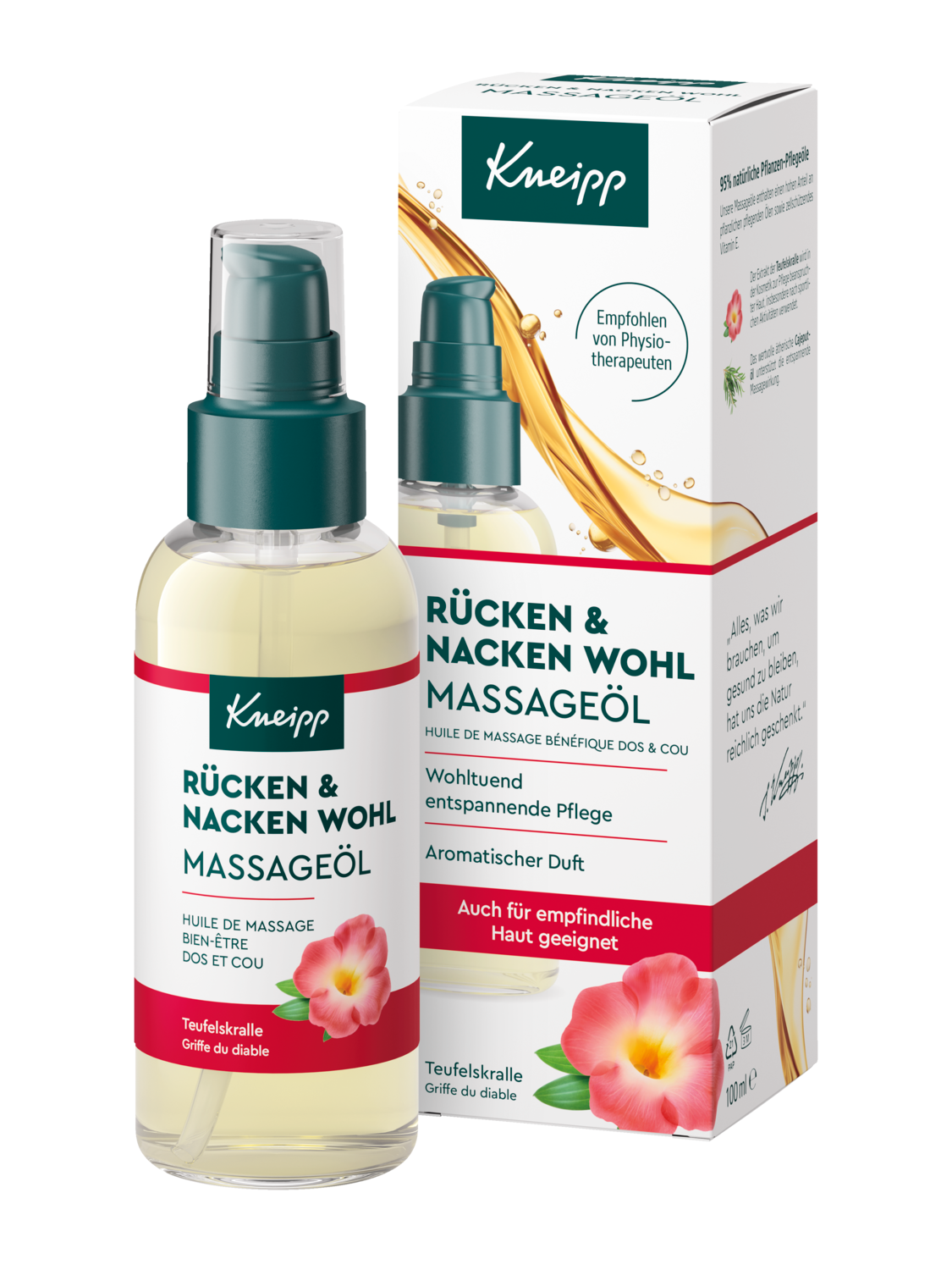 Kneipp Massage&ouml;l R&uuml;cken und Nacken Wohl 100ml - Vorderansicht