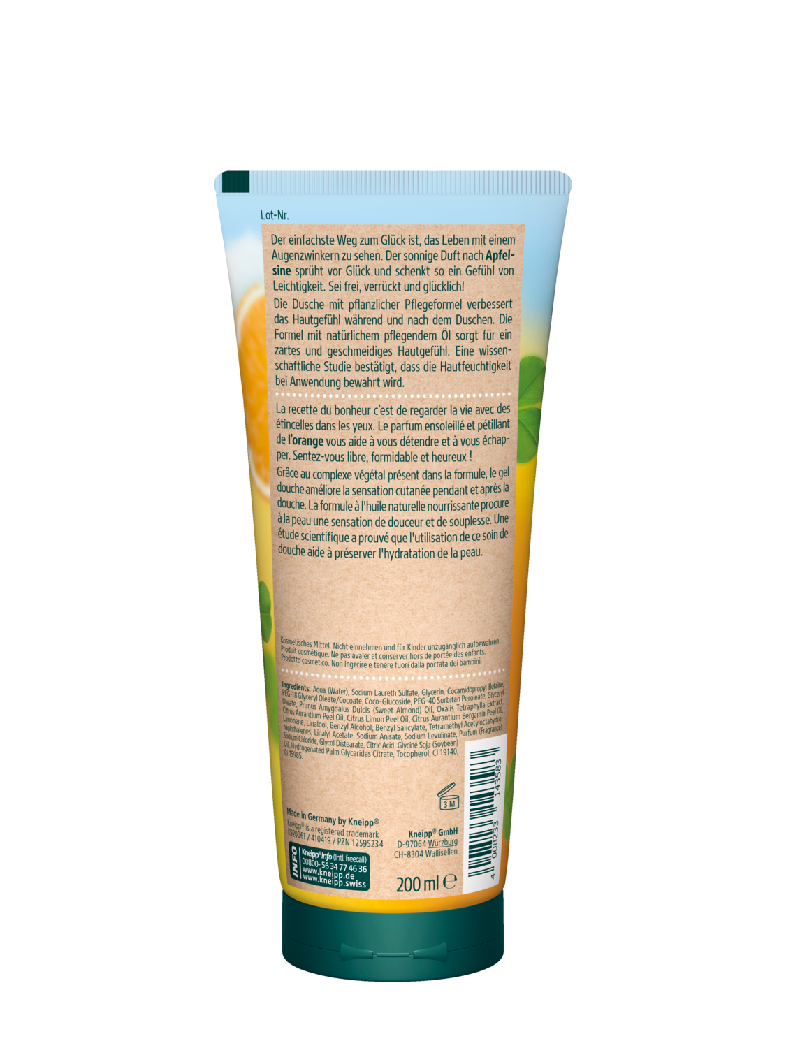 Kneipp Dusche Sei frei, verr&uuml;ckt & gl&uuml;cklich 200ml - R&uuml;ckansicht