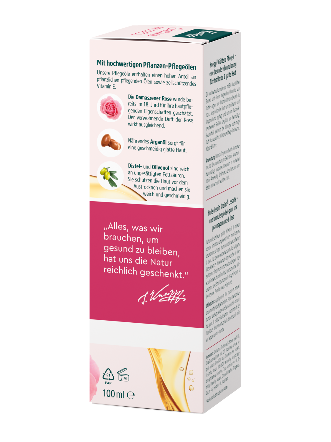 Kneipp Pflege&ouml;l Gl&auml;ttend 100ml  - Linke Ansicht