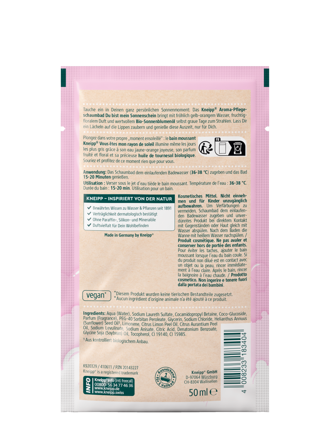 Kneipp Aroma-Pflegeschaumbad Du bst mein Sonnenschein - R&uuml;ckansicht