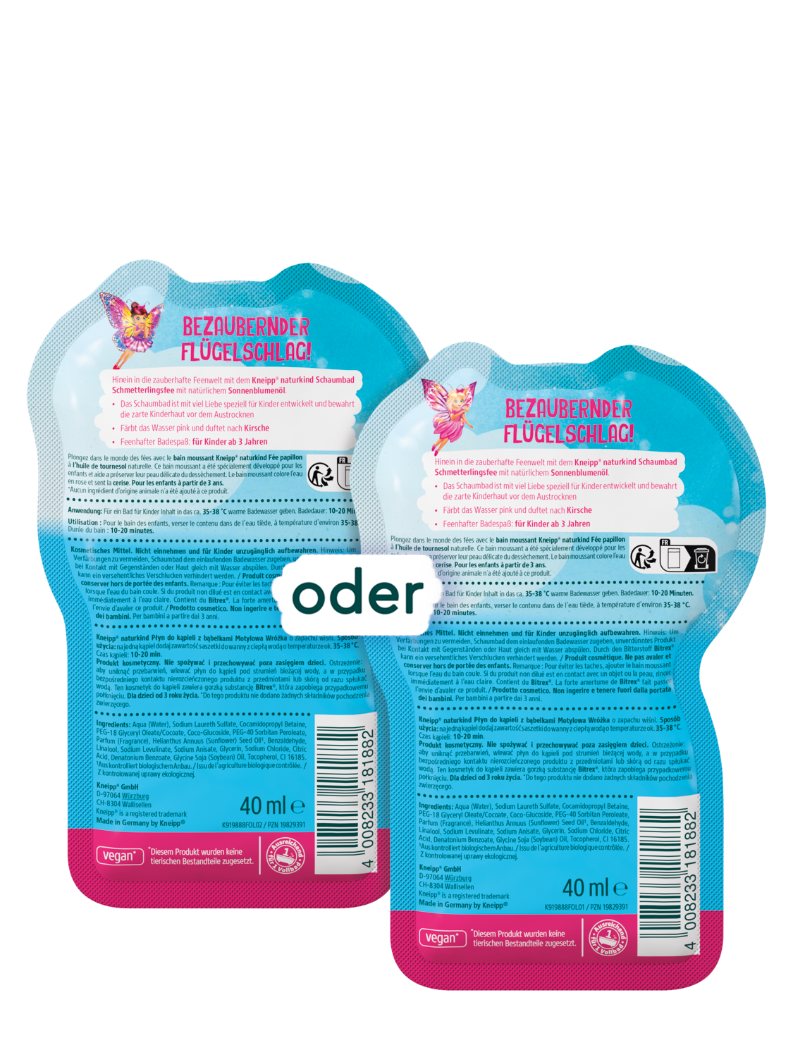 Kneipp naturkind Schaumbad Schmetterlingsfee 40ml - R&uuml;ckansicht