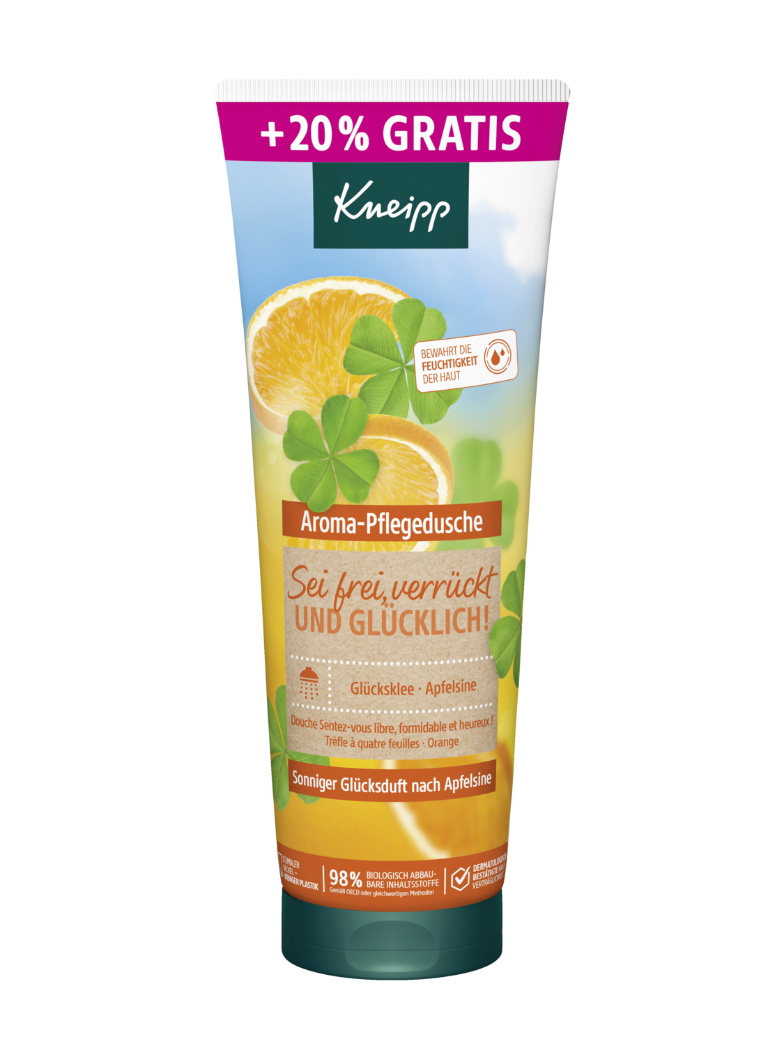 Aroma-Pflegedusche Sei frei, verr&uuml;ckt und gl&uuml;cklich + 20% gratis - Vorderansicht