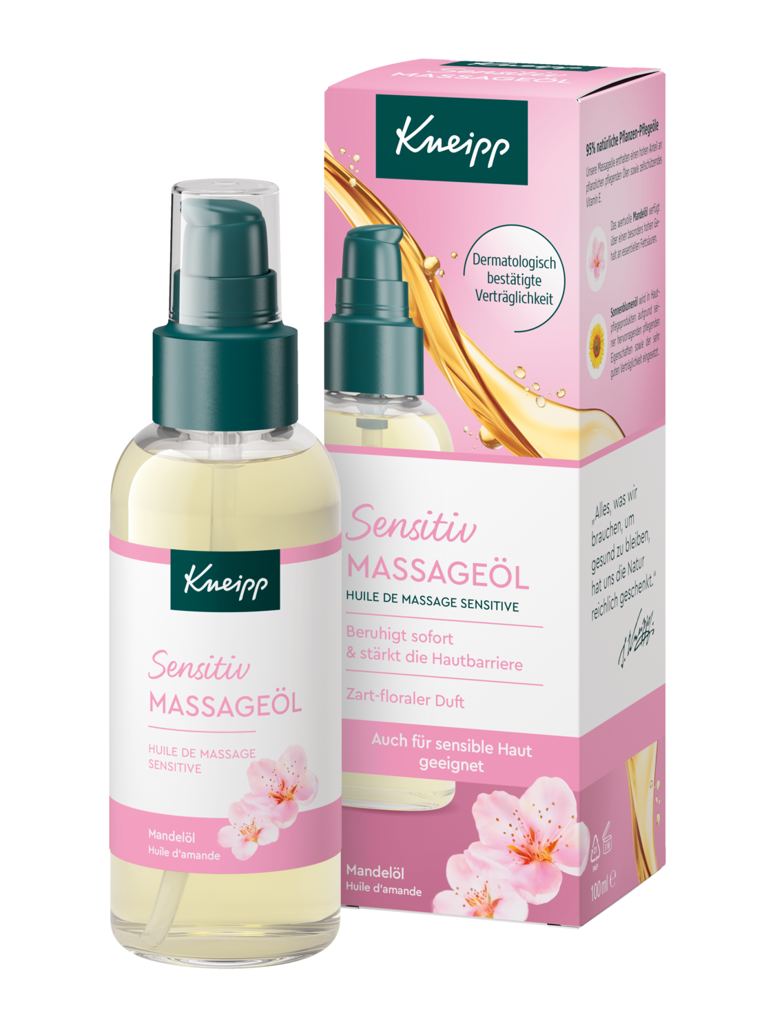 Kneipp Massage&ouml;l Sensitiv 100ml - Vorderansicht