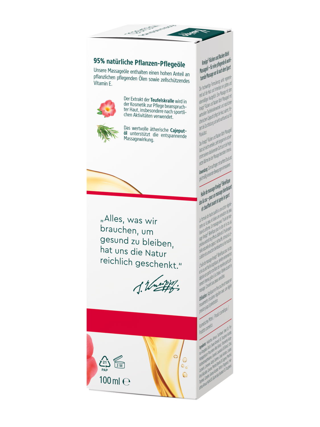 Kneipp Massage&ouml;l R&uuml;cken und Nacken Wohl 100ml - Linke Ansicht