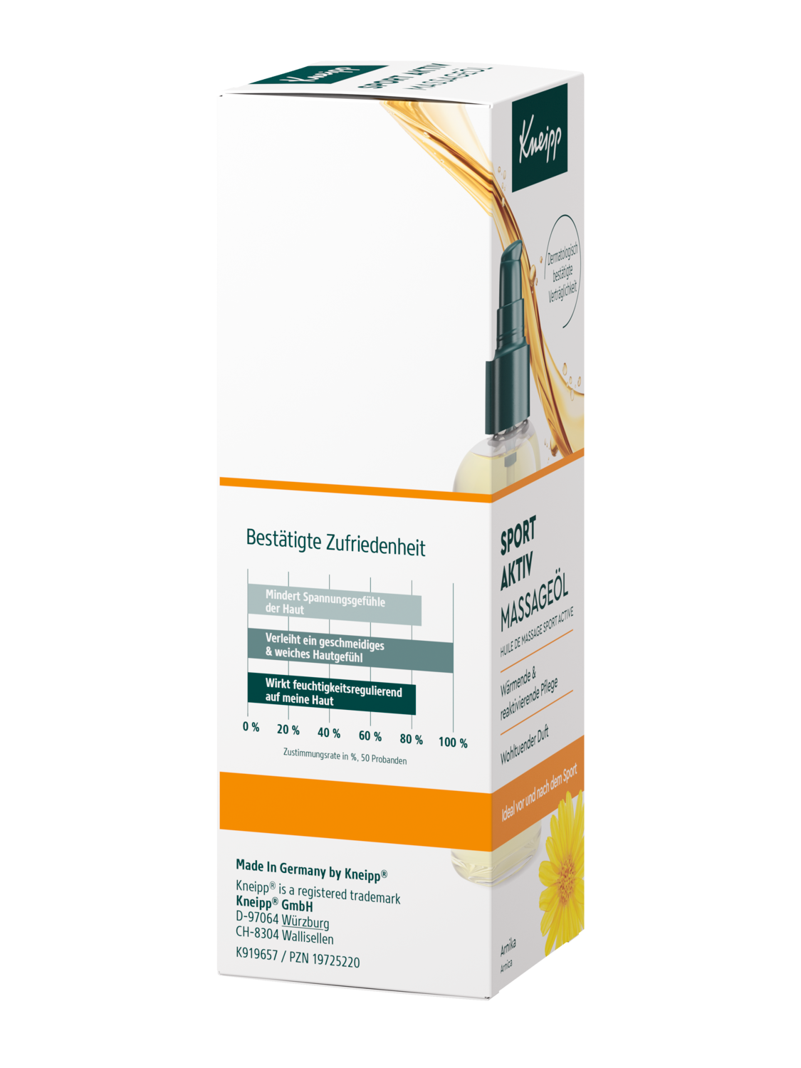 Kneipp Massage&ouml;l Sport Aktiv 100ml - Rechte Ansicht
