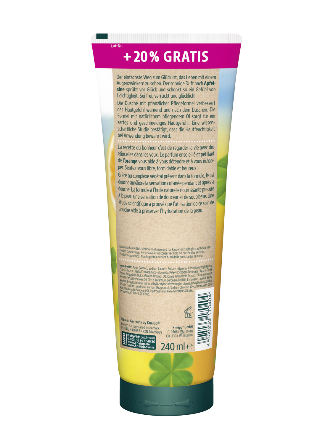 Aroma-Pflegedusche Sei frei, verr&uuml;ckt und gl&uuml;cklich + 20% gratis - R&uuml;ckansicht