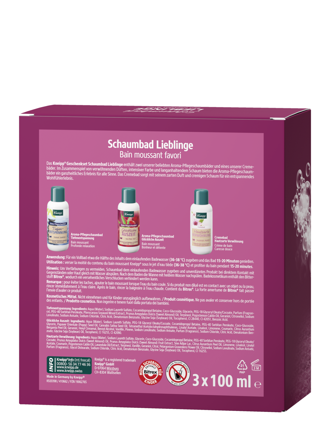 Kneipp Geschenkset Schaumbad Lieblinge - R&uuml;ckansicht