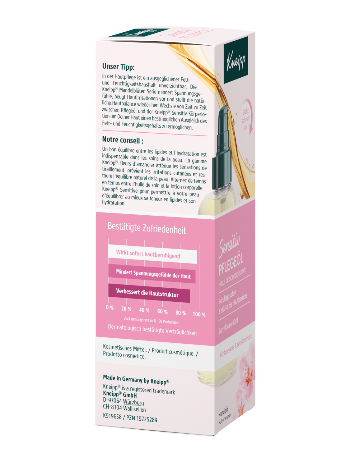 Kneipp Pflege&ouml;l Sensitiv 100ml - Rechte Ansicht