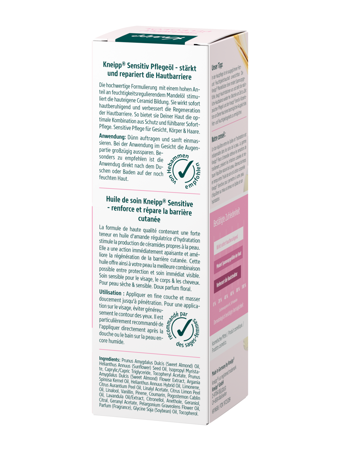 Kneipp Pflege&ouml;l Sensitiv 100ml - R&uuml;ckansicht
