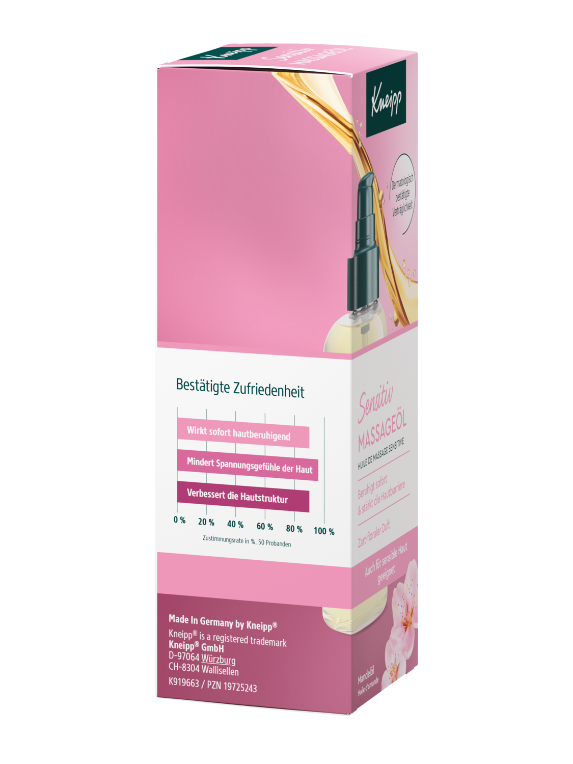 Kneipp Massage&ouml;l Sensitiv 100ml - Rechte Ansicht