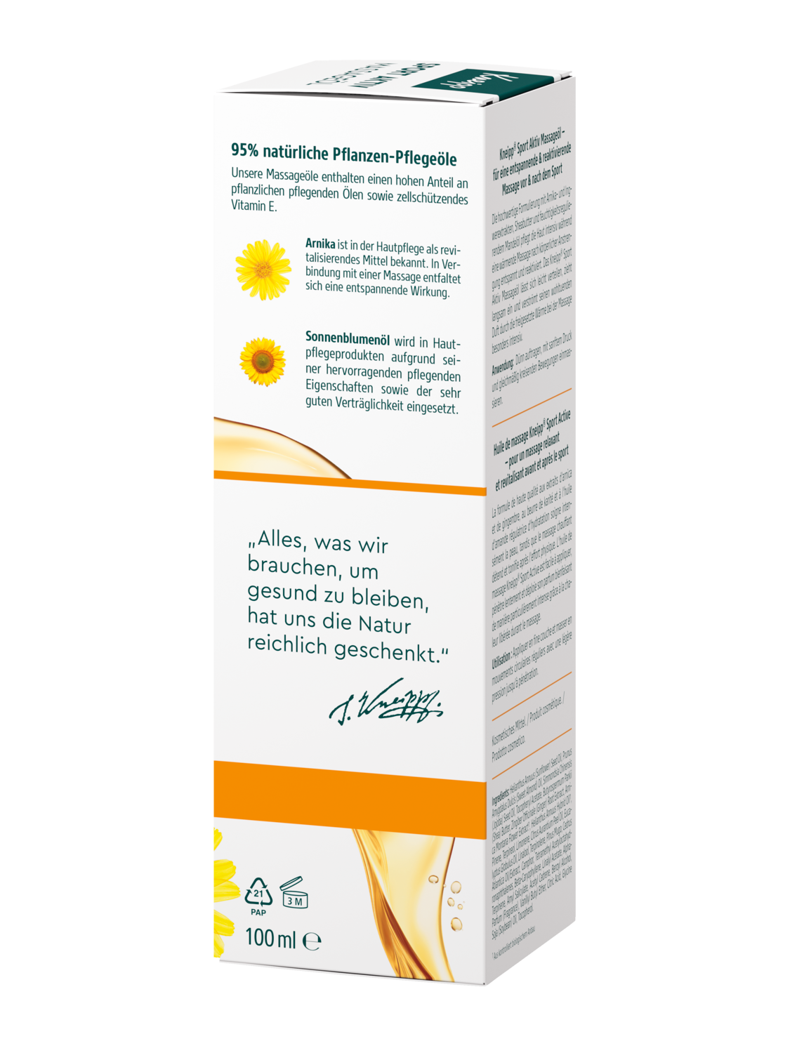 Kneipp Massage&ouml;l Sport Aktiv 100ml - Linke Ansicht