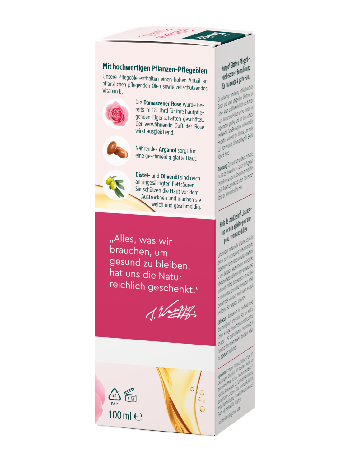 Gl&auml;ttend Pflege&ouml;l - Linke Ansicht