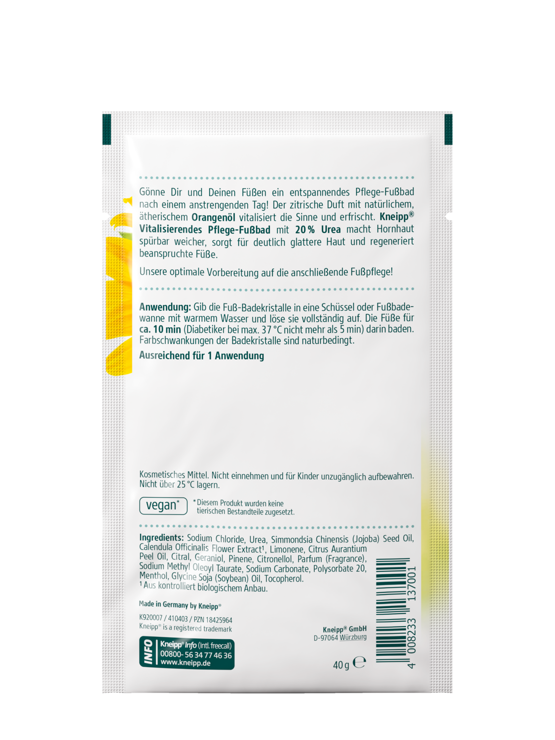 Kneipp Fu&szlig;badekristalle 40g - R&uuml;ckansicht