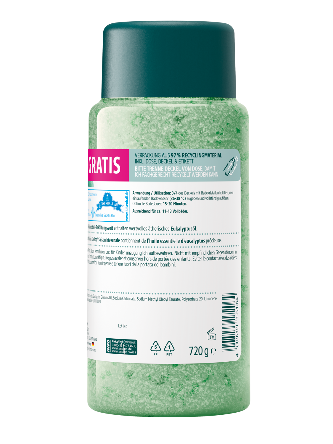 Badekristalle Erk&auml;ltungszeit + 20% gratis - R&uuml;ckansicht