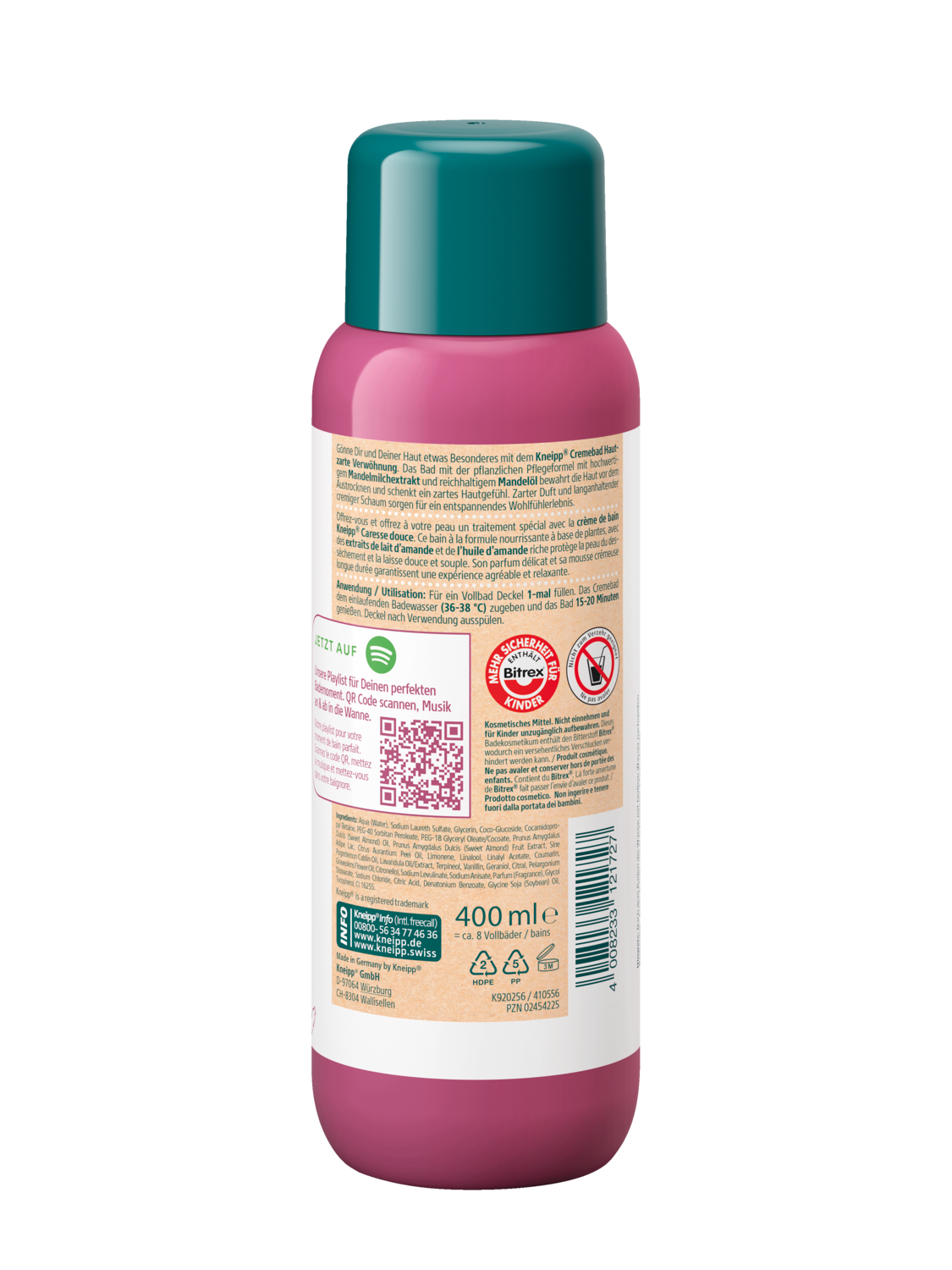 Kneipp Cremebad Hautzarte Verwoehnung 400ml - R&uuml;ckansicht