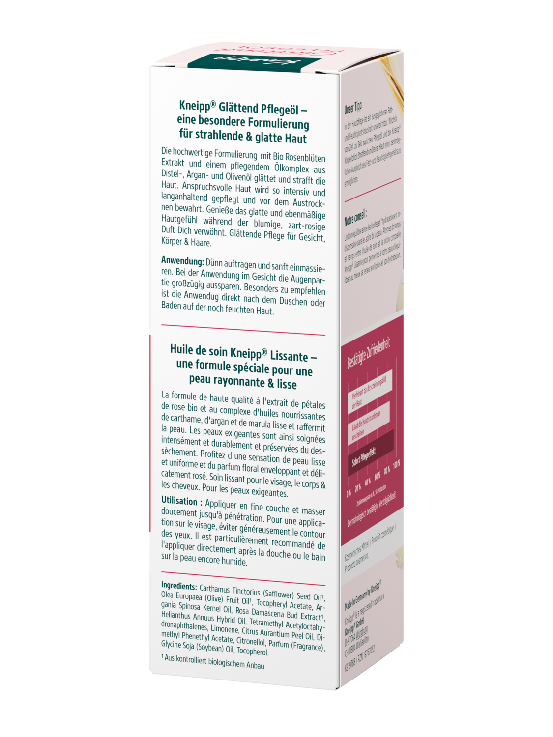 Kneipp Pflege&ouml;l Gl&auml;ttend 100ml  - R&uuml;ckansicht