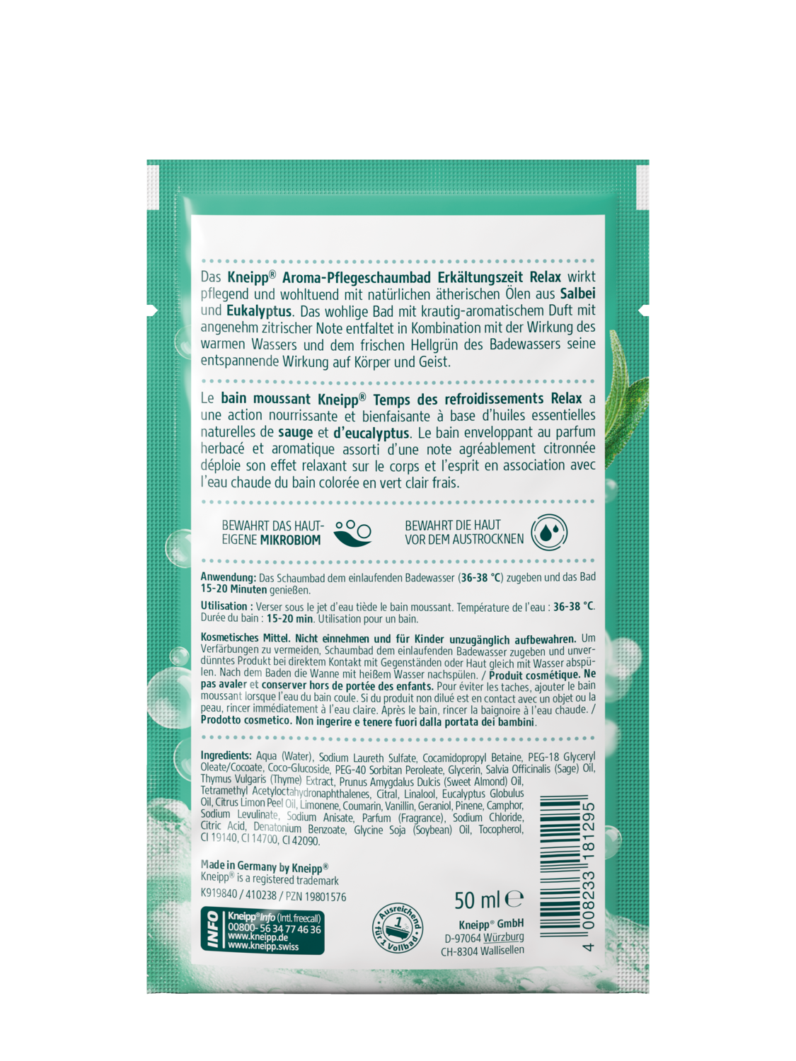Kneipp Aroma-Pflegeschaumbad Erkaeltungszeit Relax 50ml - R&uuml;ckansicht