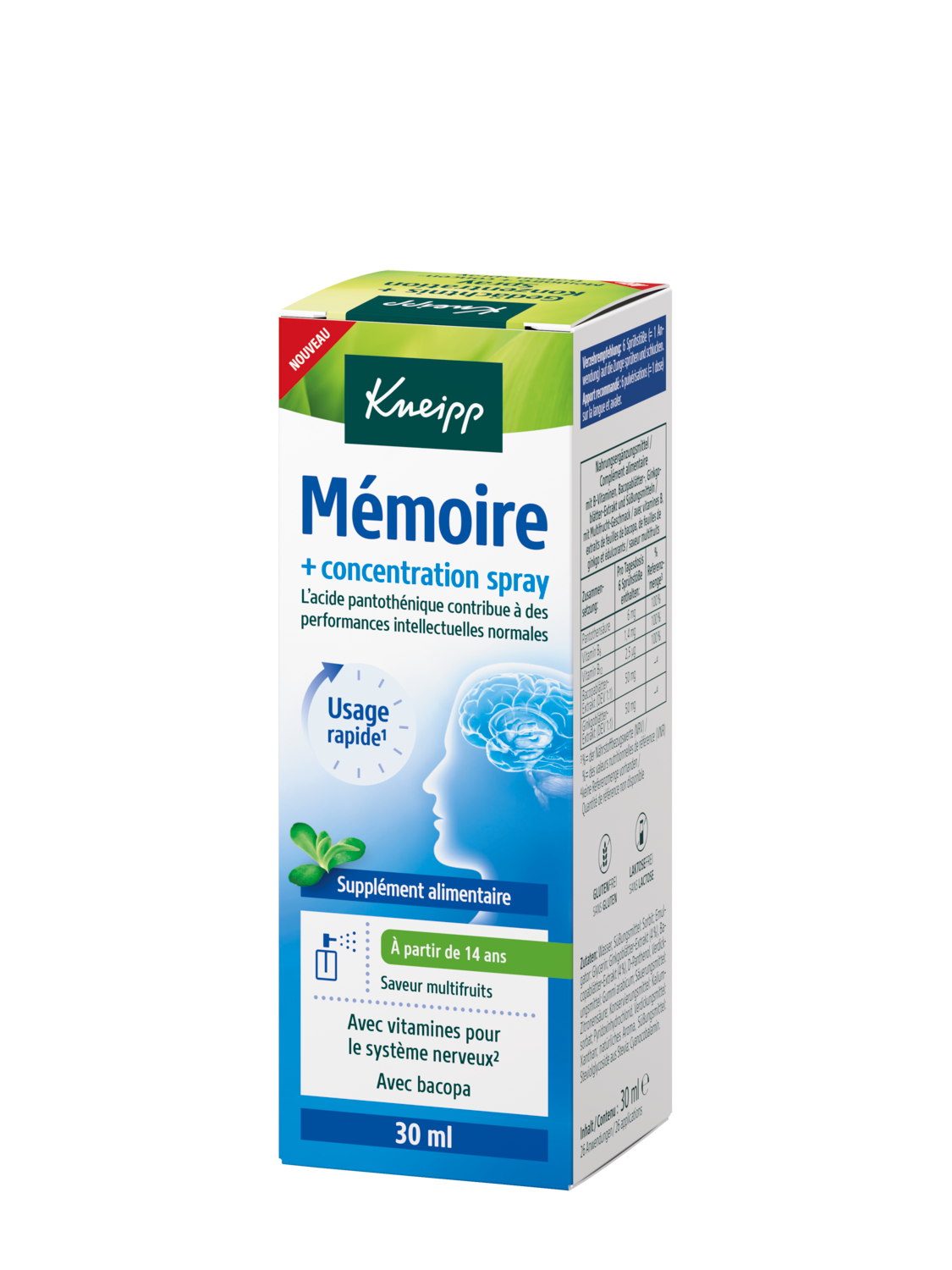 Kneipp Ged&auml;chtnis & Konzentration-Spray 30ml - R&uuml;ckansicht