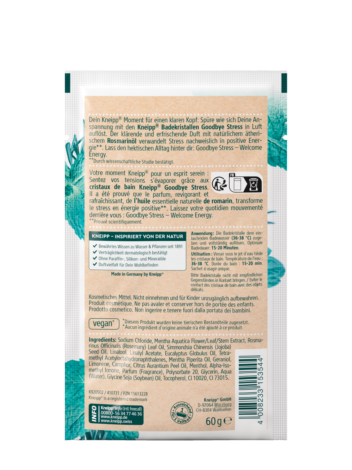 Kneipp Badekristalle Goodbye Stress - R&uuml;ckansicht