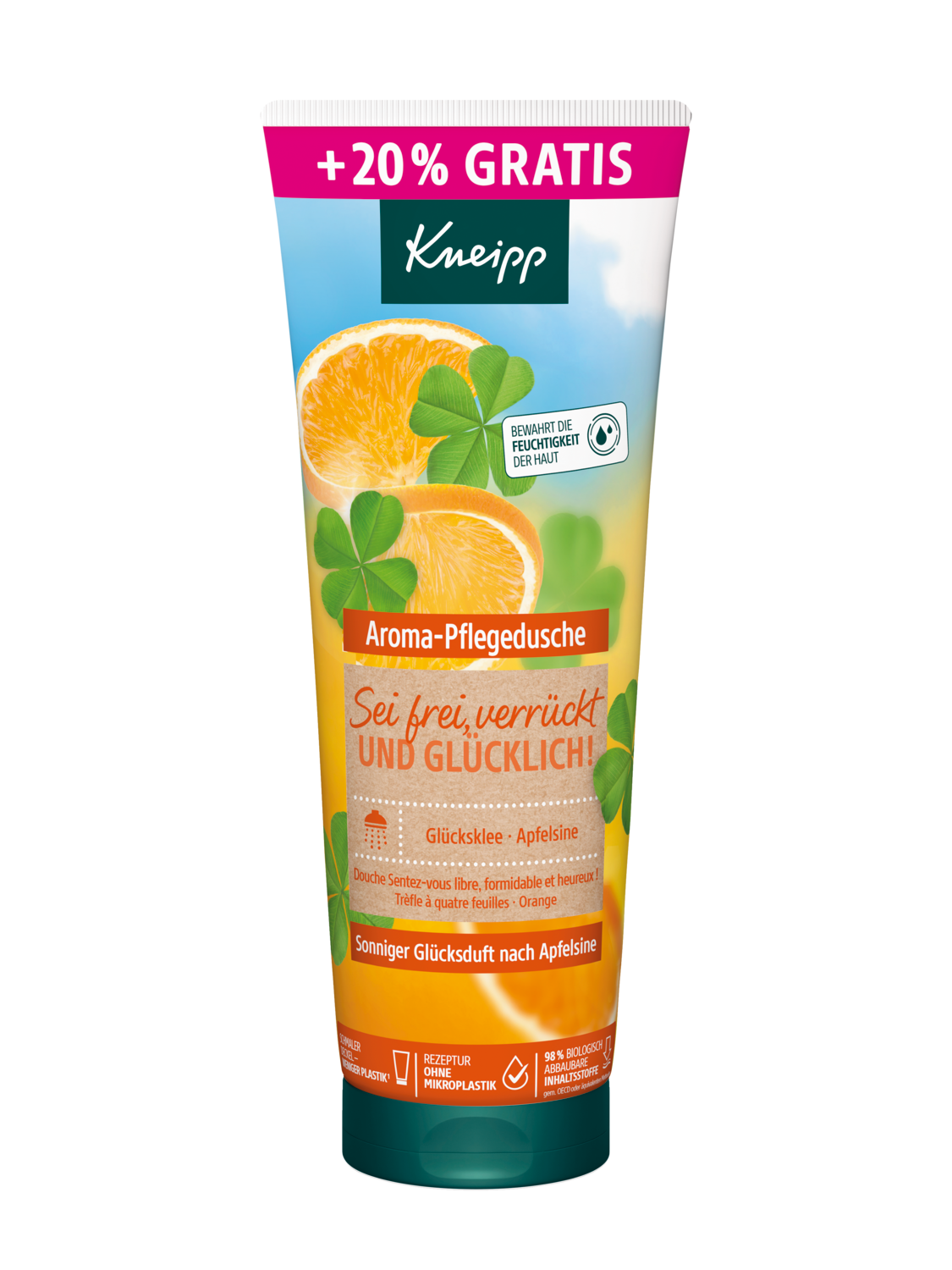 Aroma-Pflegedusche Sei frei, verr&uuml;ckt und gl&uuml;cklich - Vorderansicht