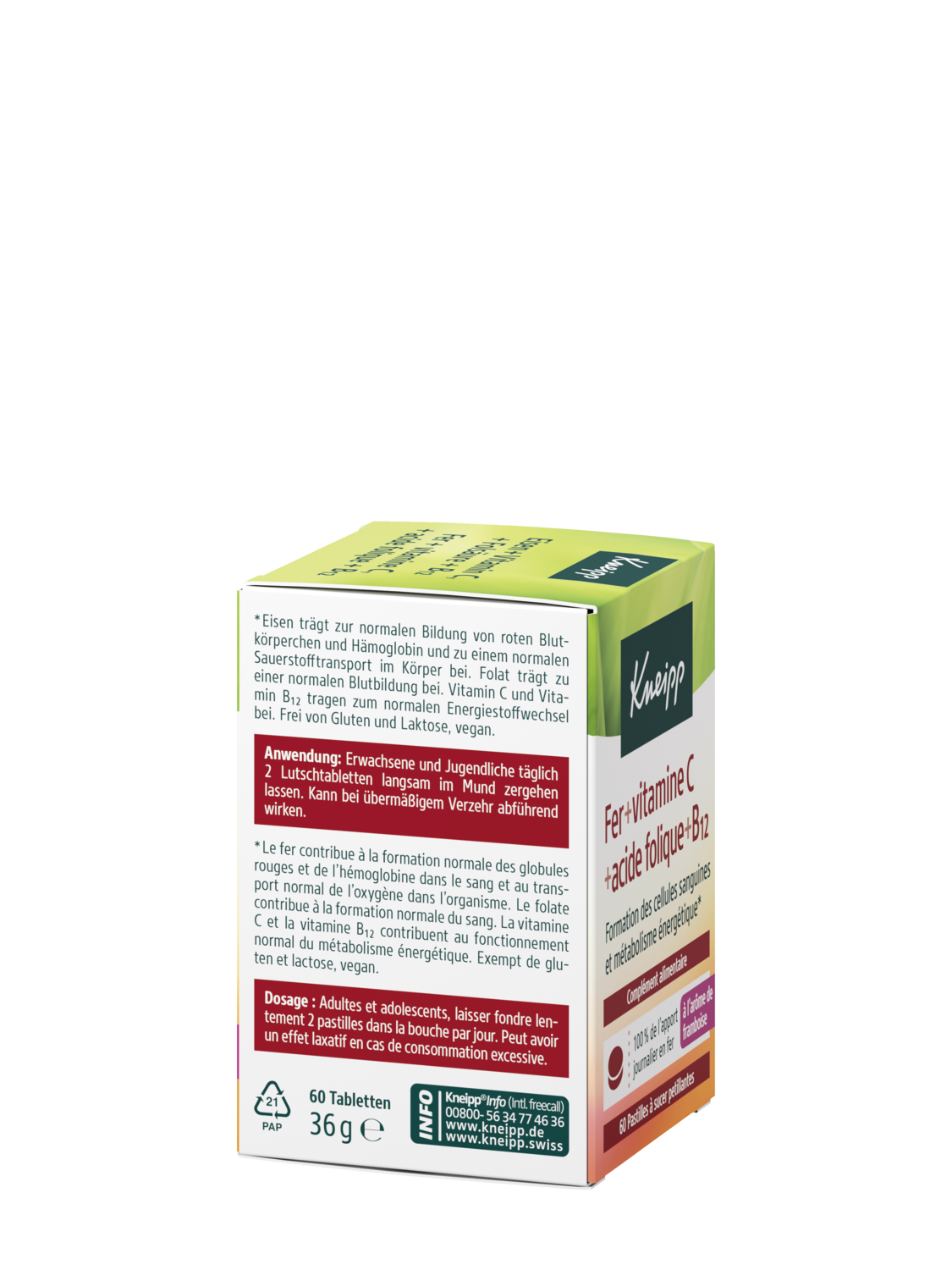 Kneipp Eisen + Vitamin C, Fols&auml;ure + B1 - Linke Ansicht