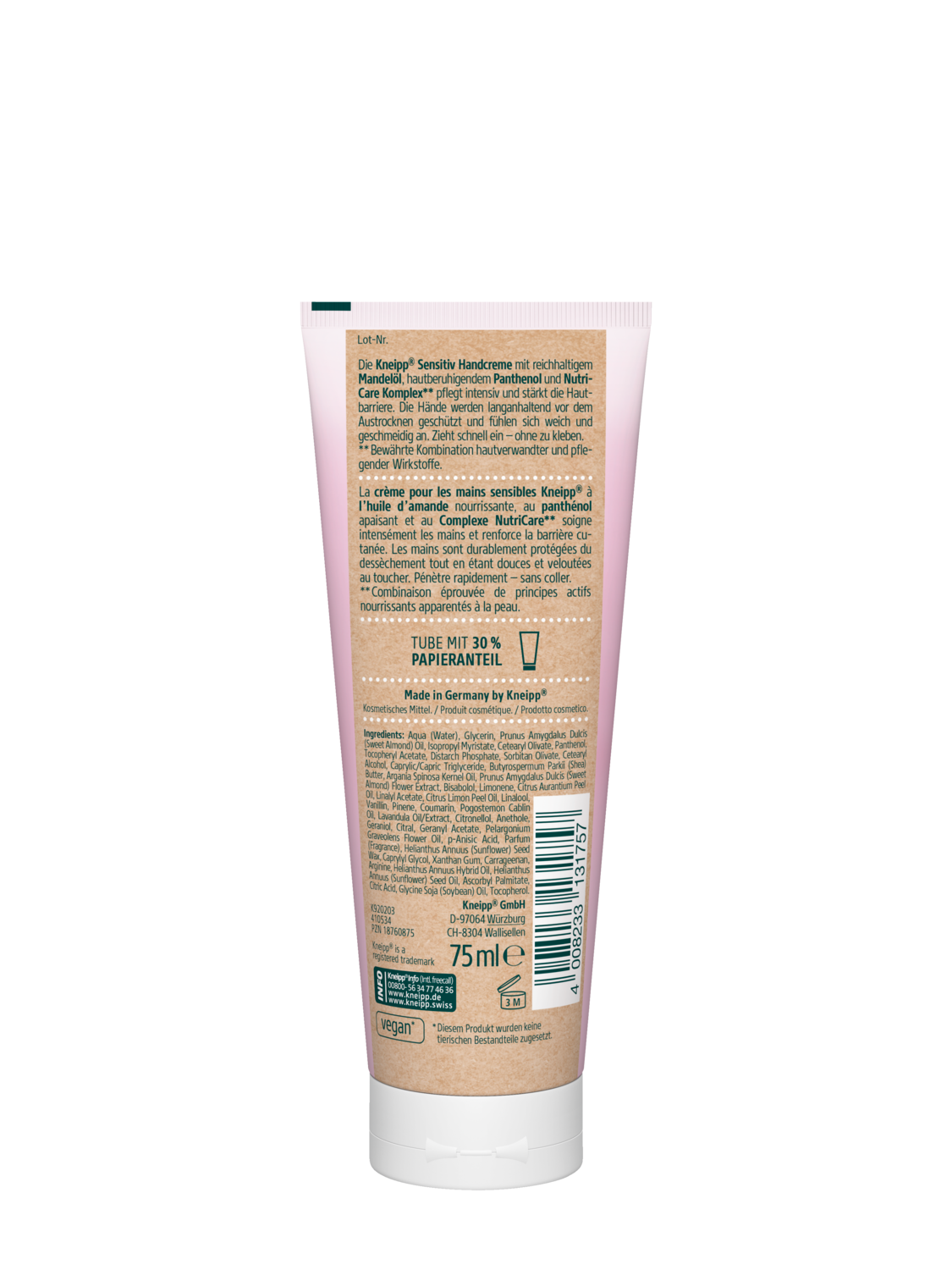 Kneipp Sensitiv Handcreme 75ml  - R&uuml;ckansicht