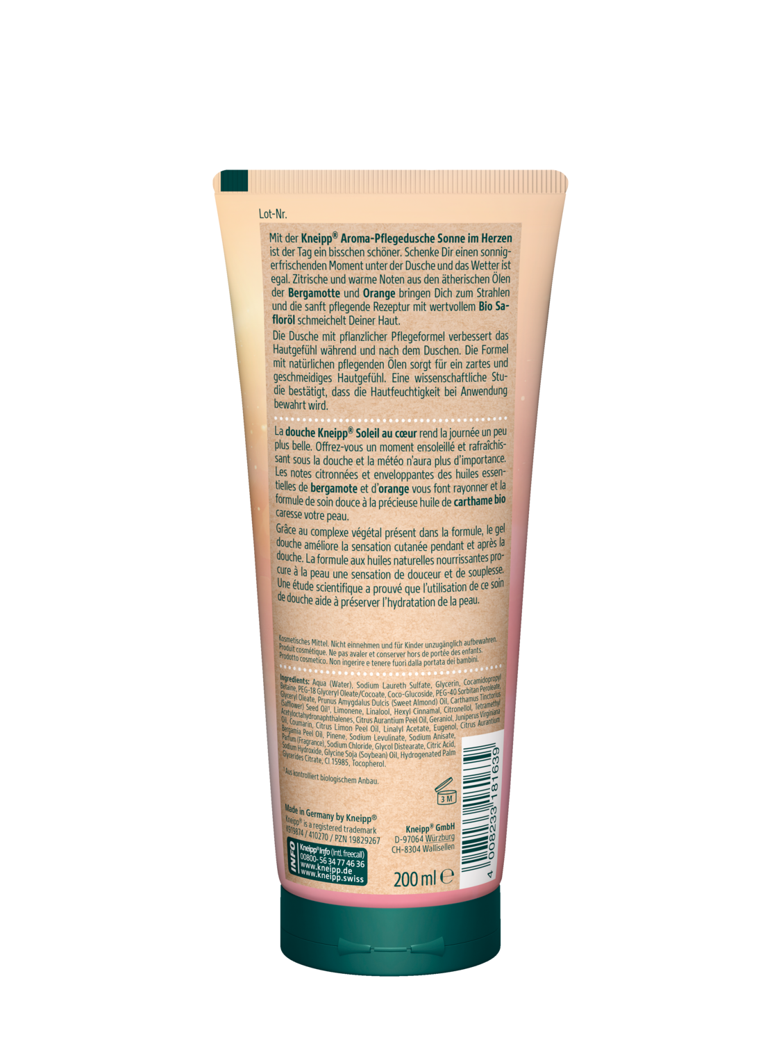 Kneipp Dusche Sonne im Herzen 200ml - R&uuml;ckansicht