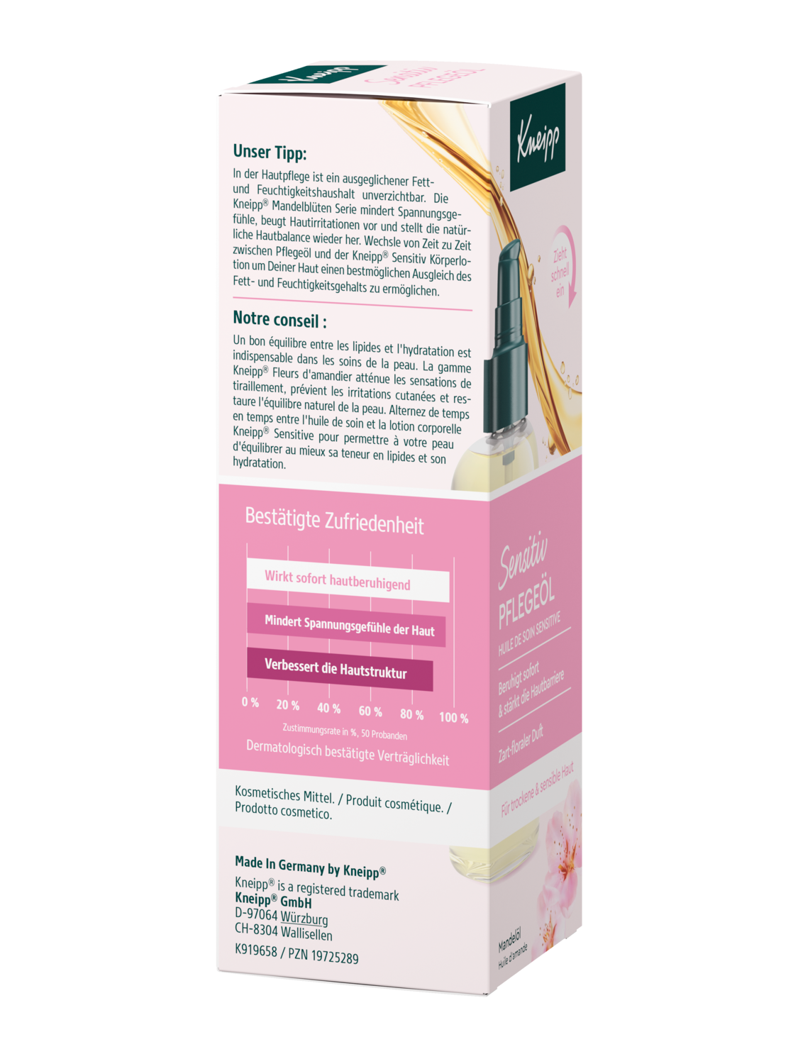 Kneipp Pflege&ouml;l Sensitiv 100ml - Rechte Ansicht