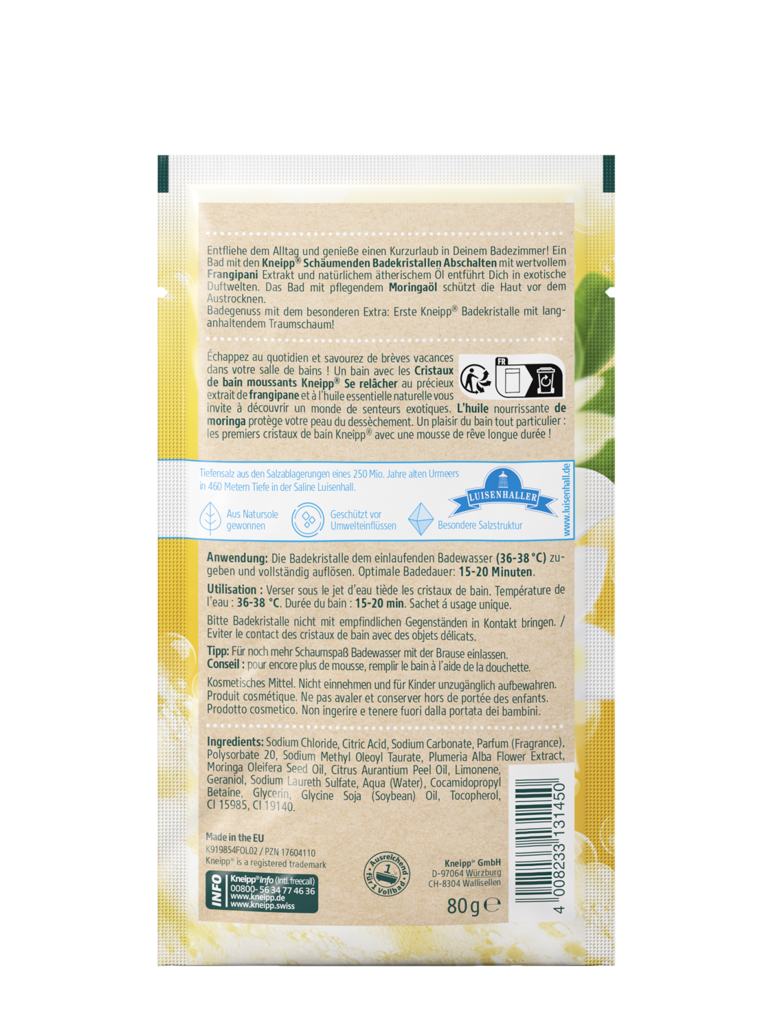 Kneipp Sch&auml;umende Badekristalle Abschalten 80g - R&uuml;ckansicht