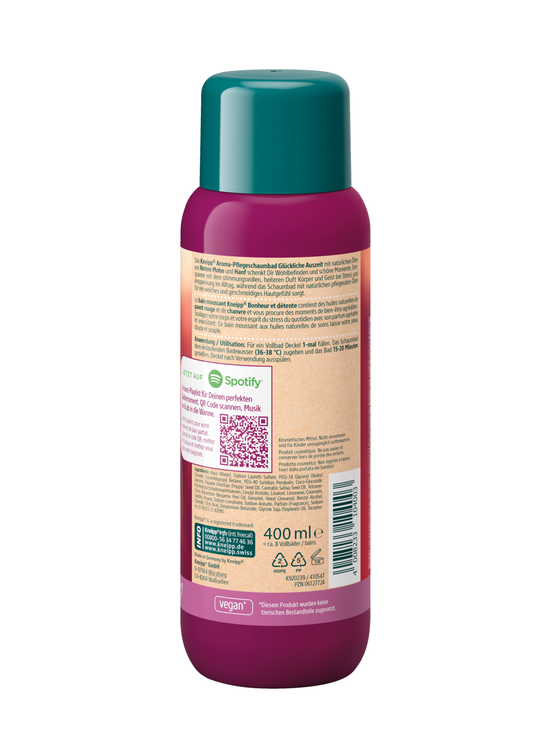 Kneipp Aroma-Pflegeschaumbad Gl&uuml;ckliche Auszeit - R&uuml;ckansicht