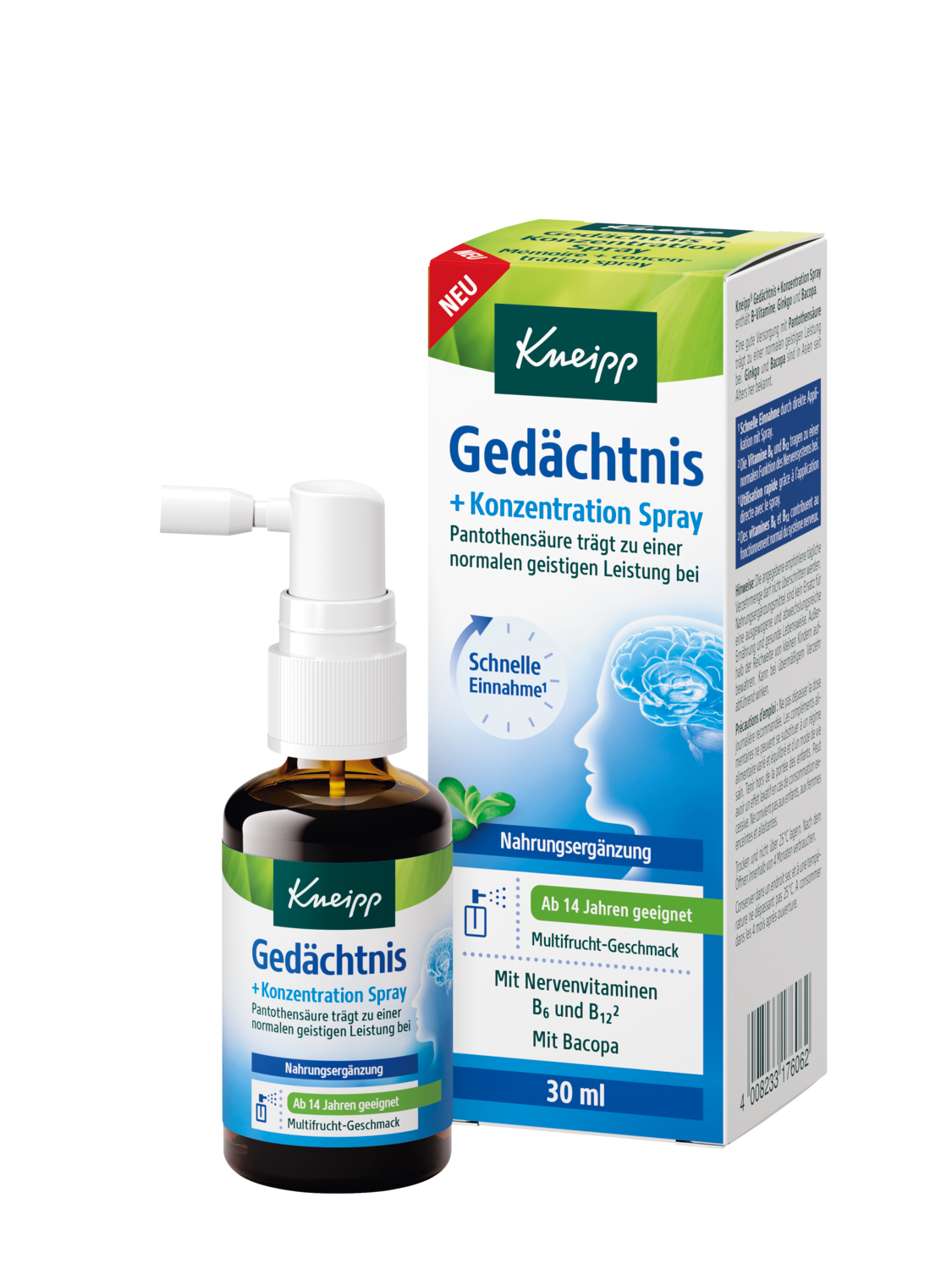 Kneipp Ged&auml;chtnis & Konzentration-Spray 30ml - Vorderansicht