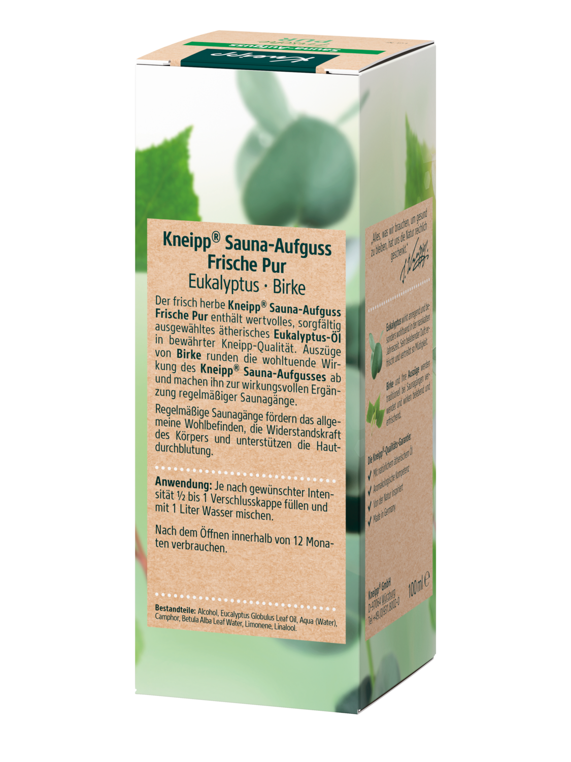 Kneipp Sauna-Aufguss Frische Pur 100ml - R&uuml;ckansicht